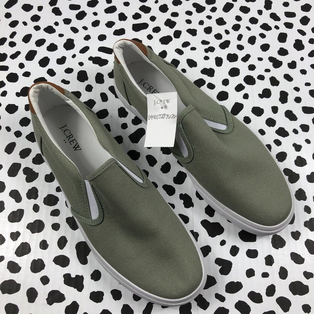 J.CREW FACTORY Men's Canvas Slip-On Sneakers Quarry Green sz 10 H BS136
